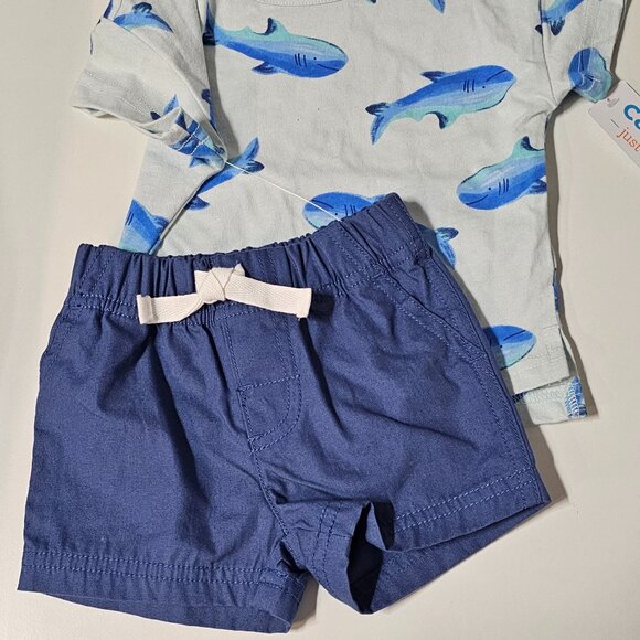 Just One You By Carters Boys Short Set Sharks Size 3 Months NWT - Picture 2 of 5
